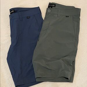 Travis Mathew Navy and Olive Flat Front Shorts
